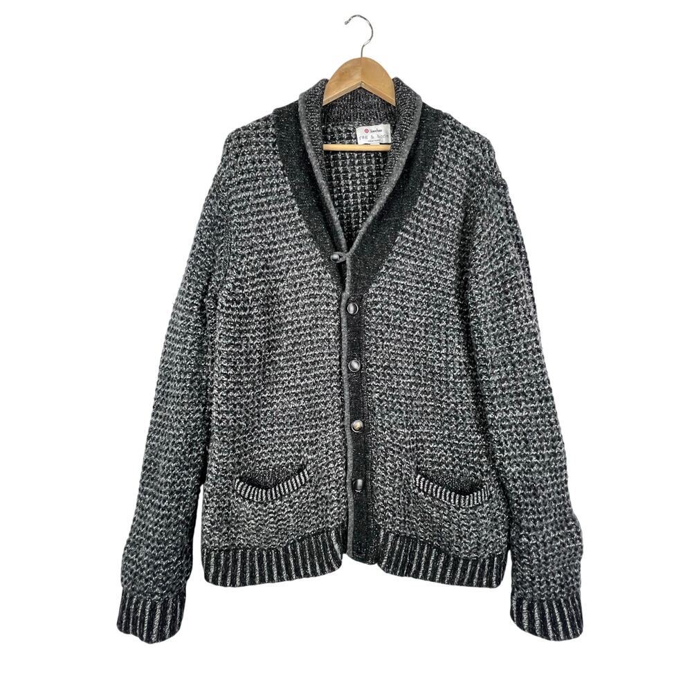 Rag & Bone Target Wool Blend Gray Chunky Knit Grandpa Men's Oversized Cardigan L
